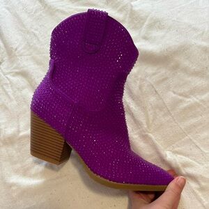 Purple rhinestone boots